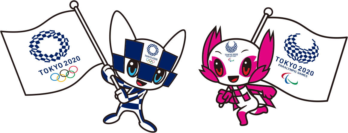 Tokyo2020 Olympics Mascotswith Flags