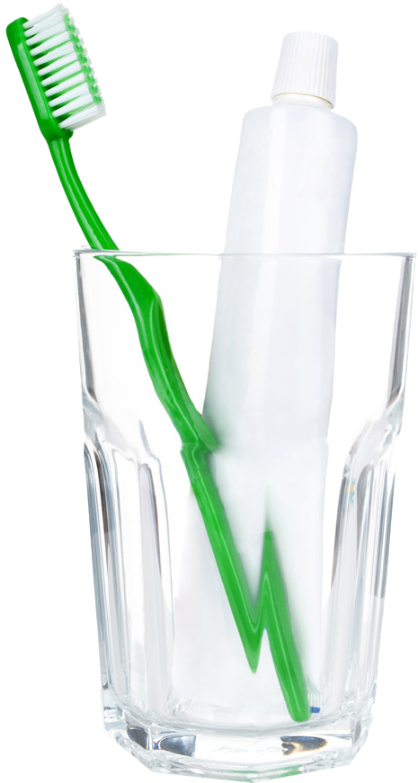 Toothbrushand Toothpastein Glass