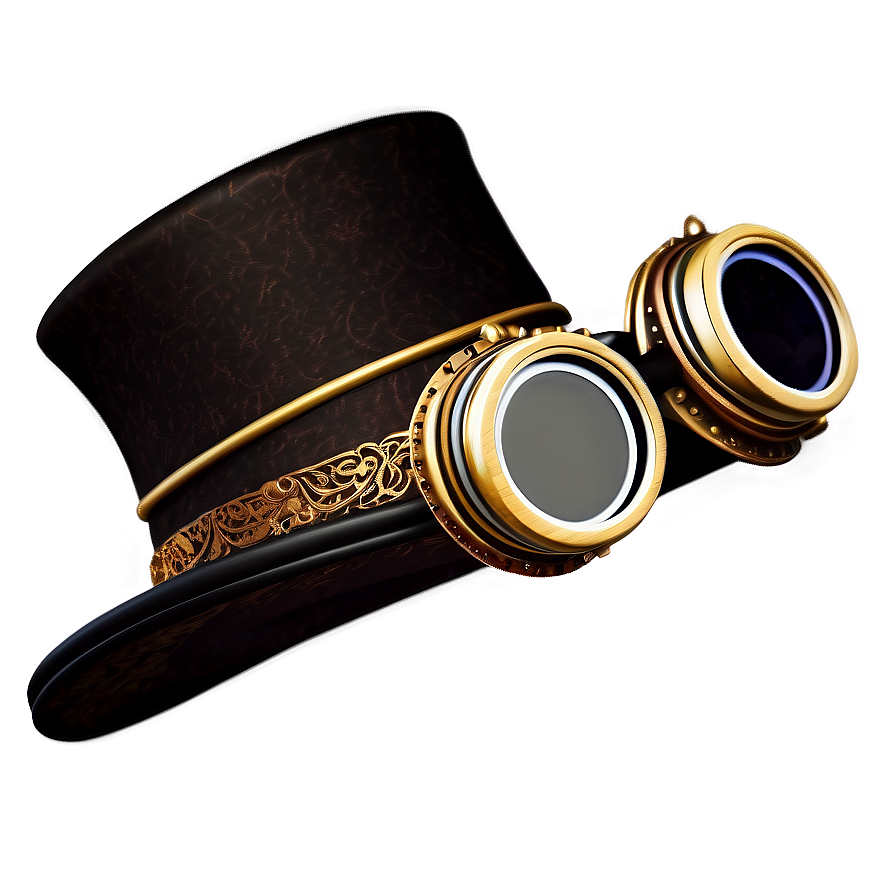 Top Hat With Goggles Png (for Steampunk Themes) Cpg