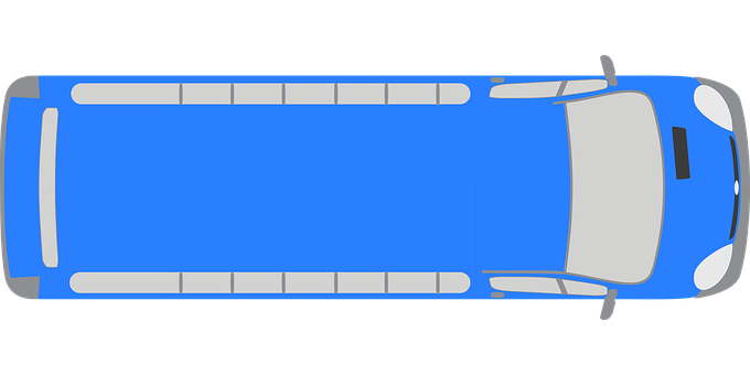 Top View Blue Bus Vector