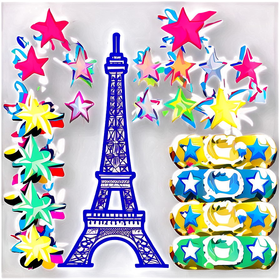 Torre Eiffel And Sparkling Stars Png 91