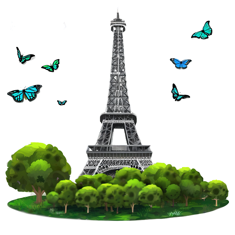 Torre Eiffel Surrounded By Greenery Png 98