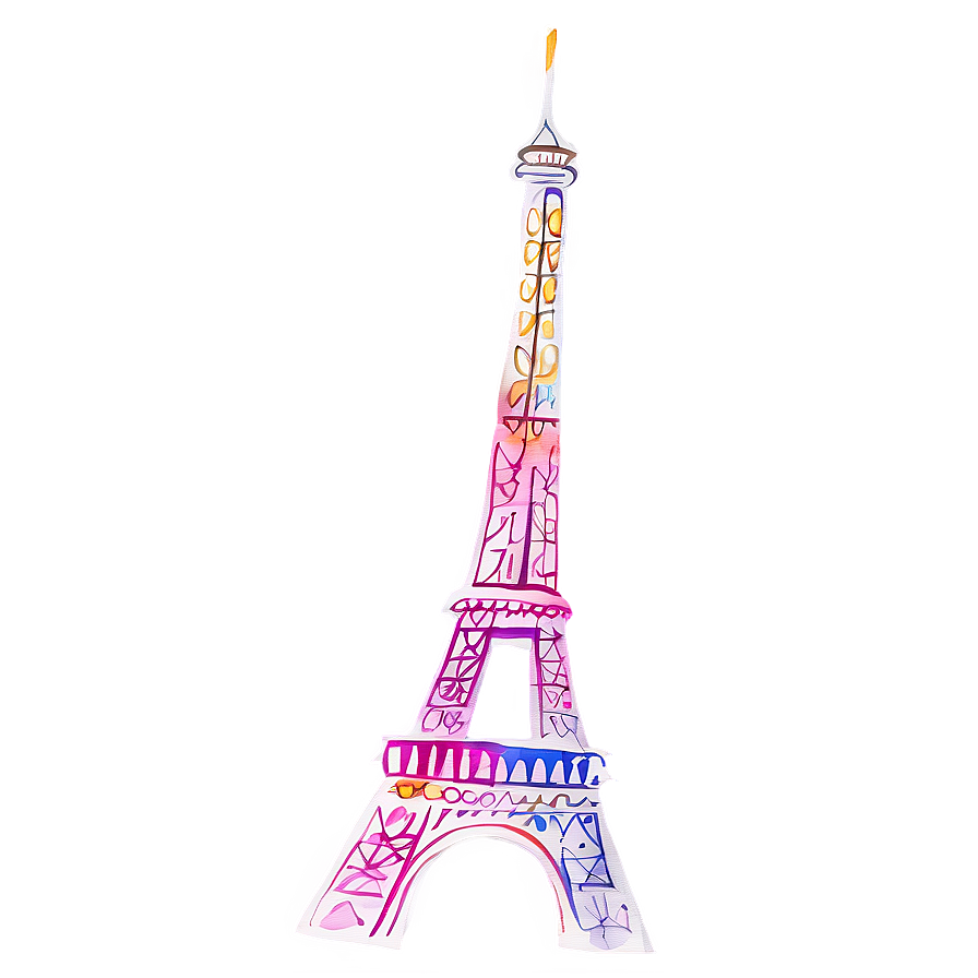 Torre Eiffel Watercolor Painting Png 90