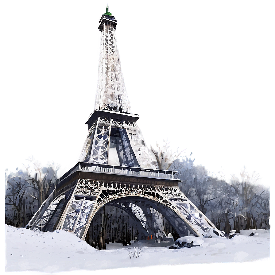 Torre Eiffel Winter Snowfall Png Aeb90