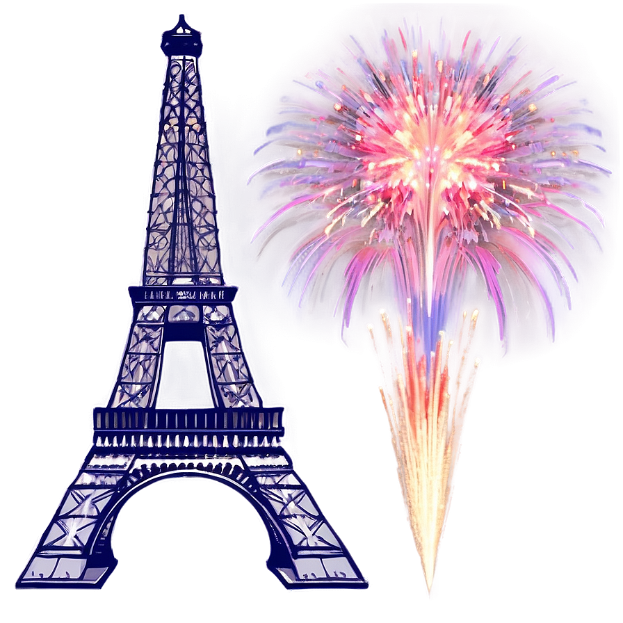 Torre Eiffel With Fireworks Display Png Wwd59