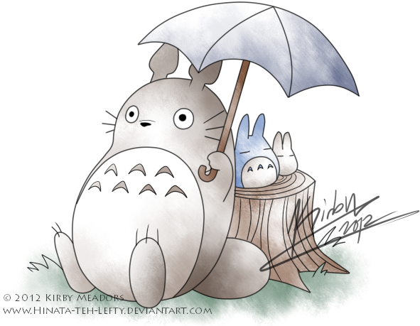 Totoro_and_ Friend_ Sharing_ Umbrella