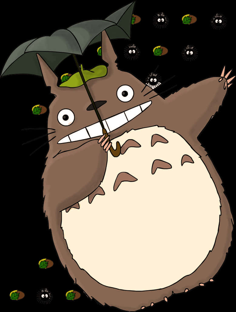 Totoro_with_ Leaf_ Umbrella