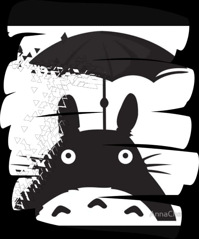 Totoro_with_ Umbrella_ Glitch_ Art