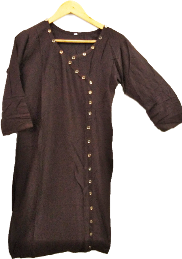 Traditional Brown Kurtiwith Button Embellishments