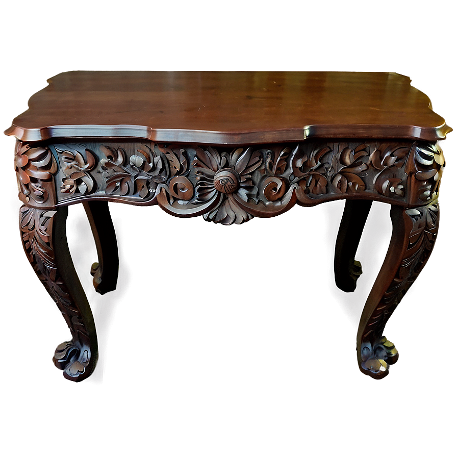 Traditional Carved Wood Table Png Opl
