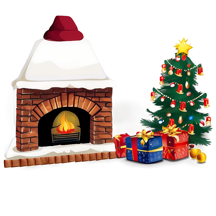 Traditional Christmas Fireplace Setup Png Pdp