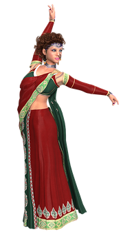 Traditional Dance Pose Red Sari