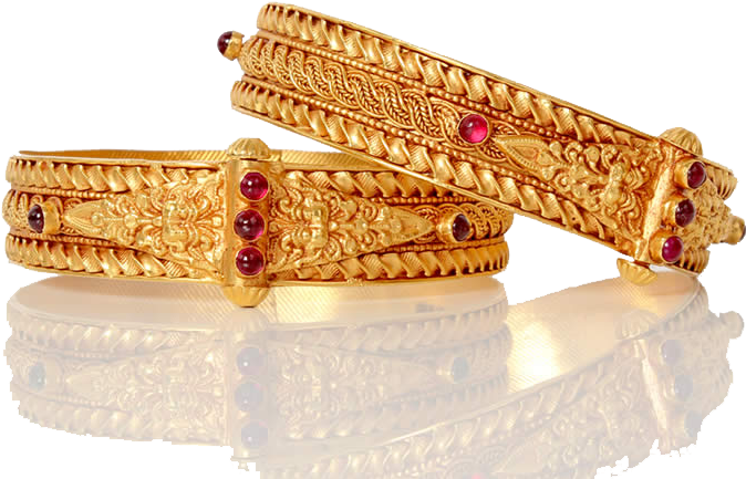 Traditional Gold Bangleswith Rubies