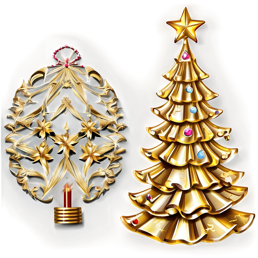 Traditional Gold Christmas Tree Styles Png 06282024