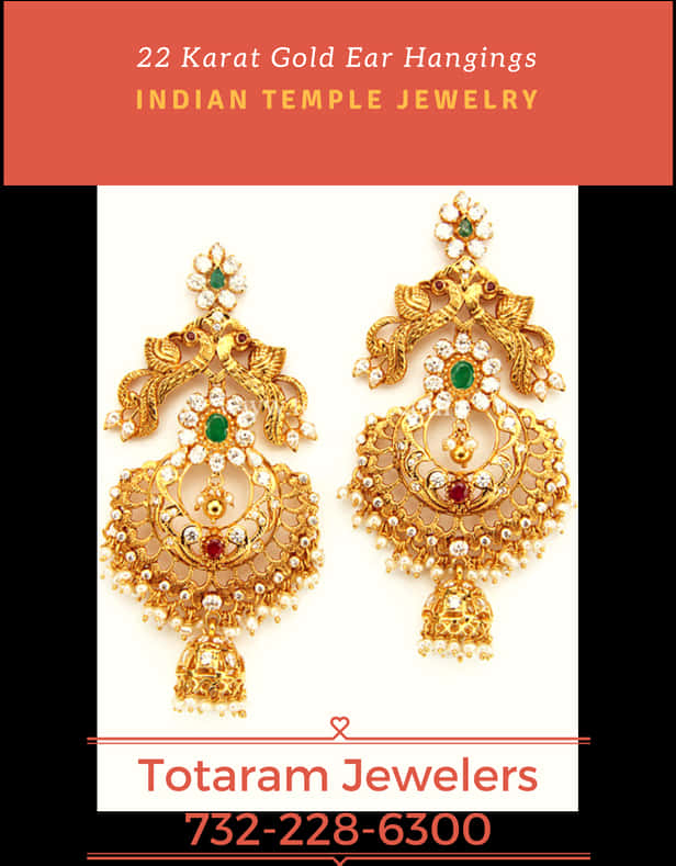 Traditional Gold Temple Jewelry Earrings