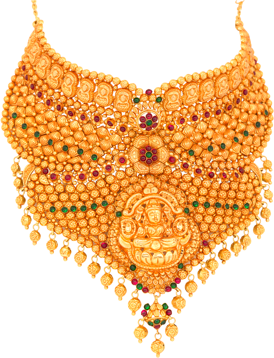 Traditional Golden Temple Jewelry Necklace