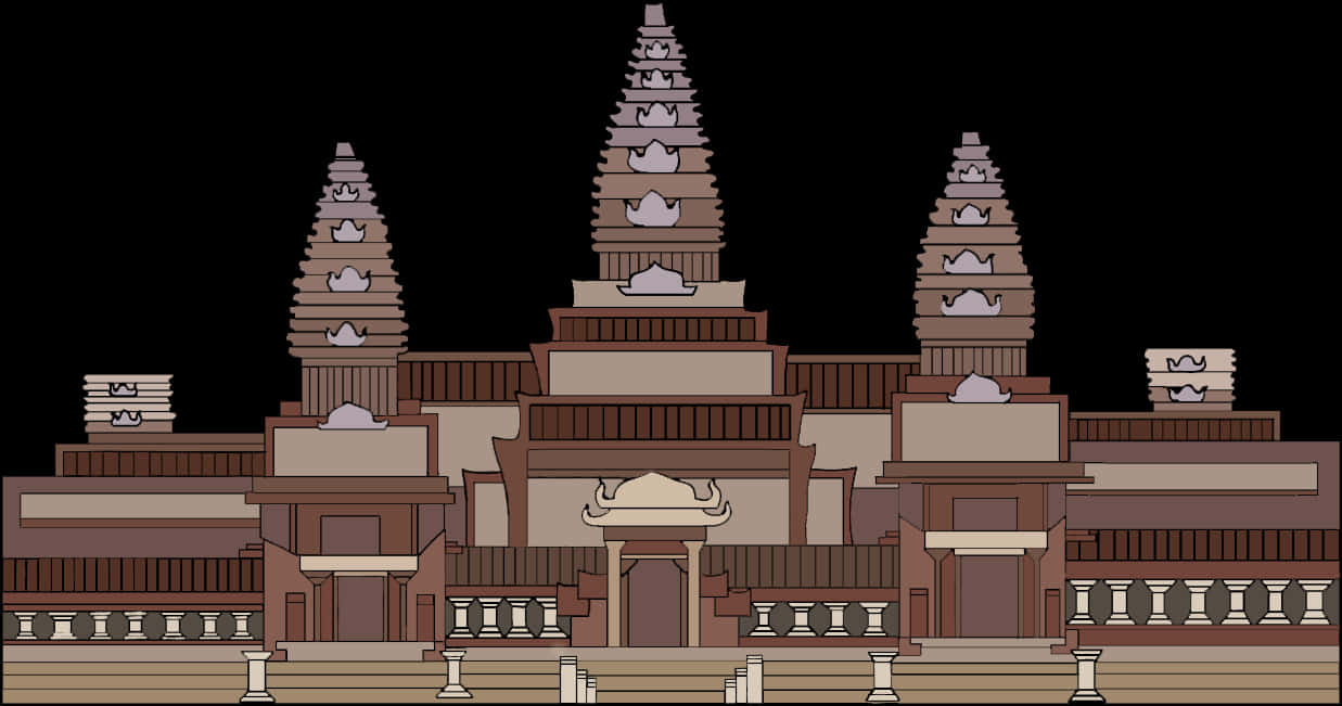 Traditional Hindu Temple Architecture Illustration