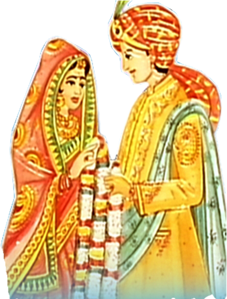 Traditional Hindu Wedding Couple Illustration