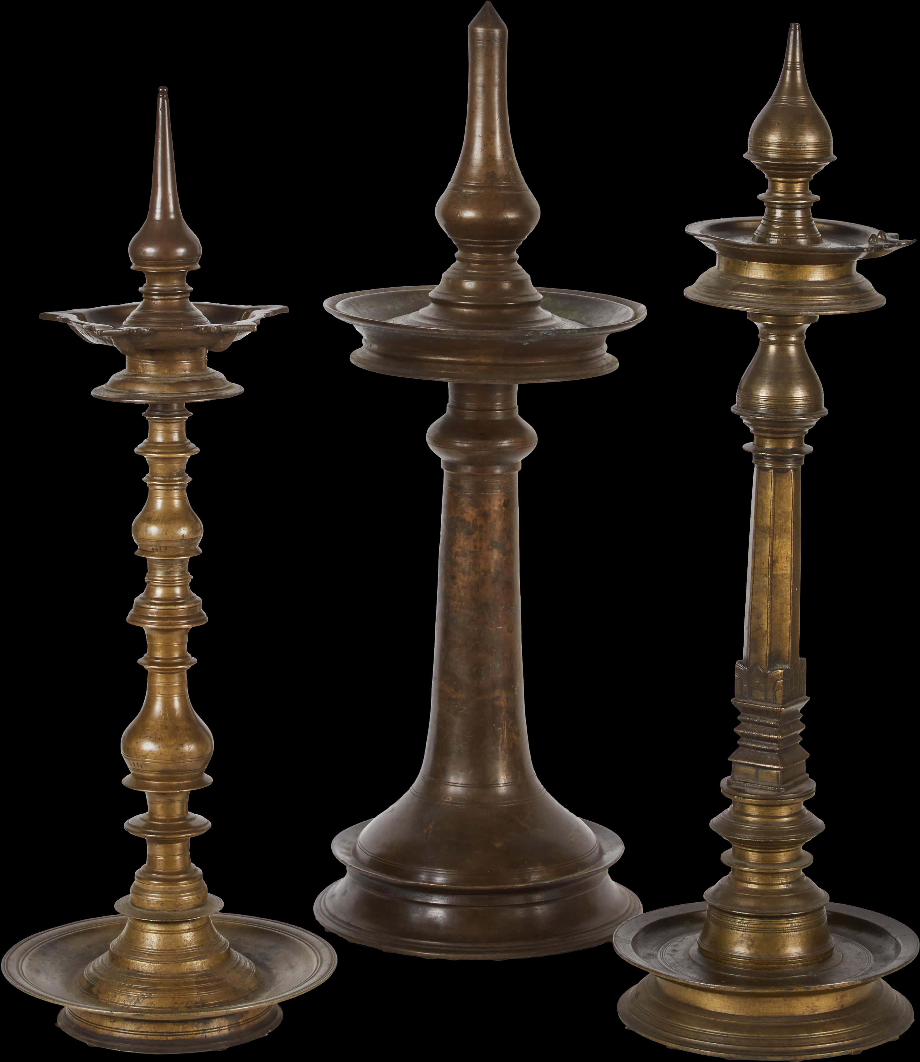 Traditional Indian Bronze Vilakku Lamps