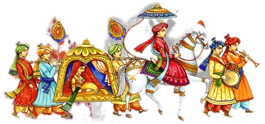 Traditional Indian Wedding Procession Clipart