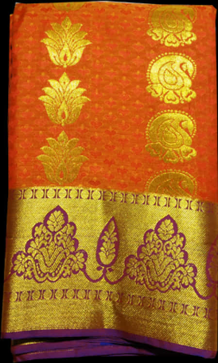 Traditional Red Fabric Golden Border