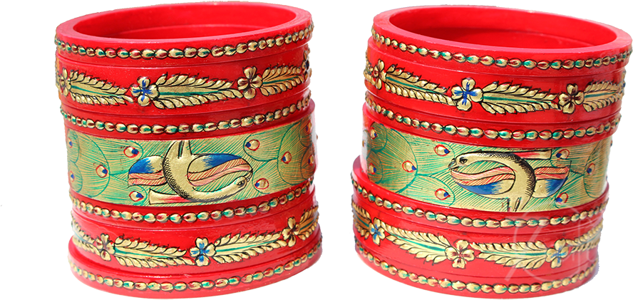 Traditional Red Golden Painted Bangles