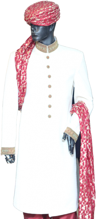 Traditional White Kurtawith Red Accessories