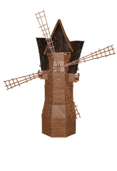 Traditional Wooden Windmill Structure