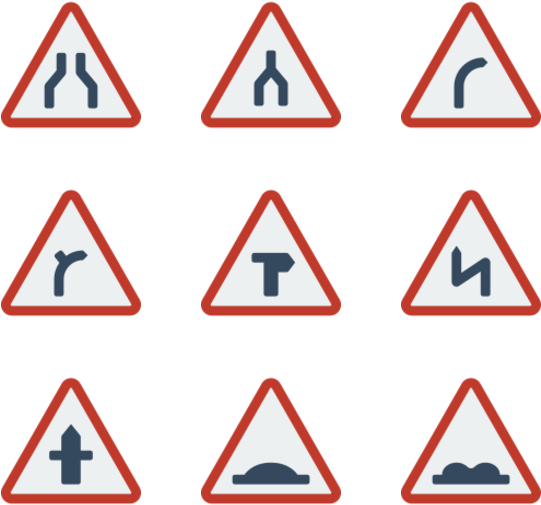 Traffic Warnings Signs Set