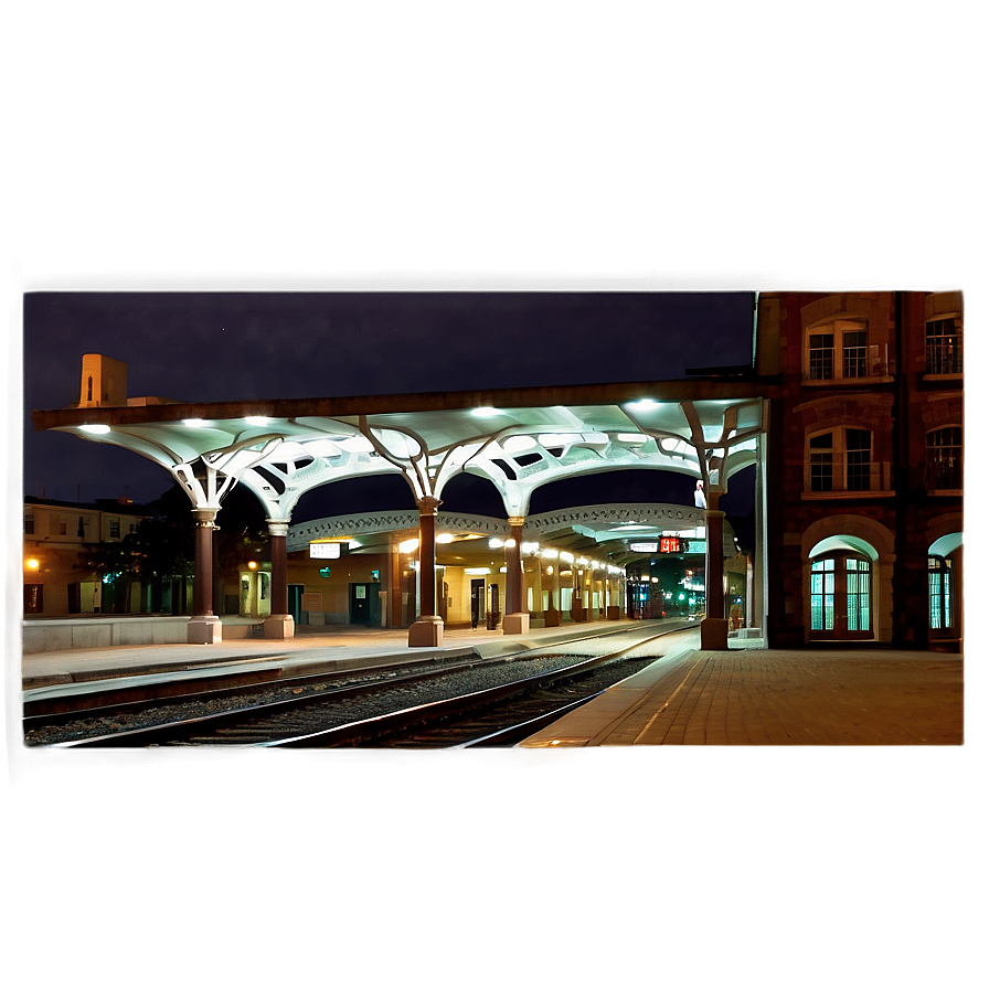 Train Station At Night With Lights Png Hbr