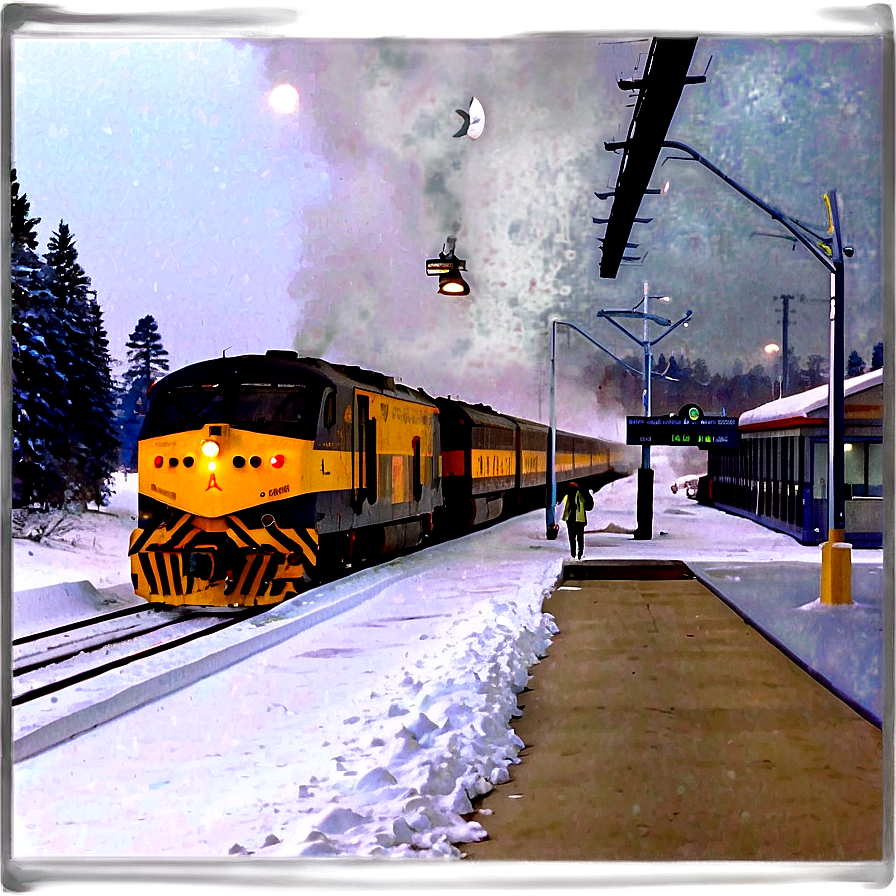 Train Station During Winter Png Xmb