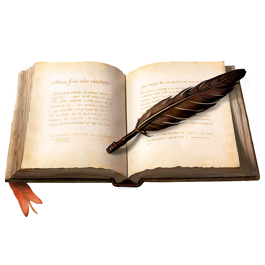 Transparent Book And Quill Png Lqr