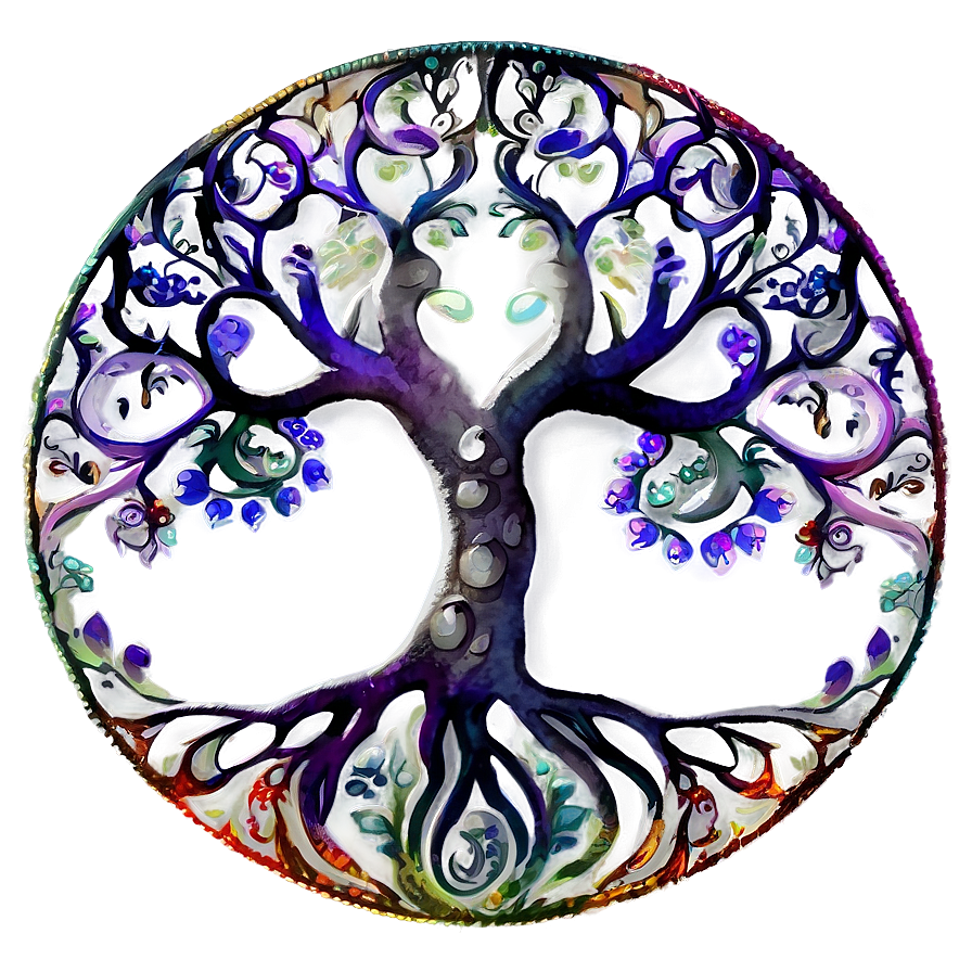 Tree Of Life In Vibrant Watercolor Png Jht