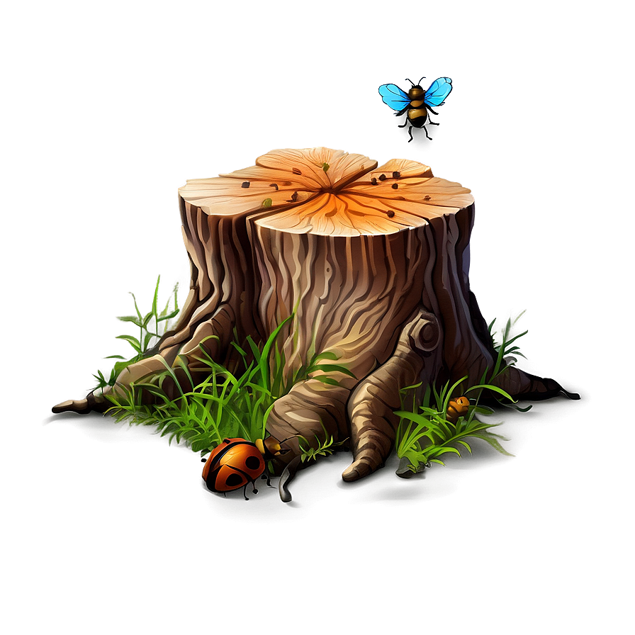 Tree Stump With Insects Png Tru