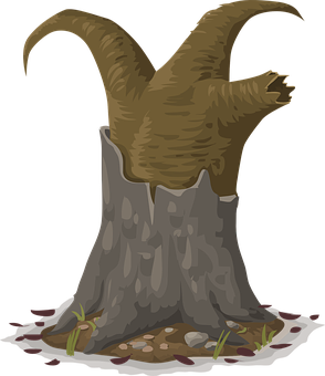 Tree Stumpwith Tail Illustration