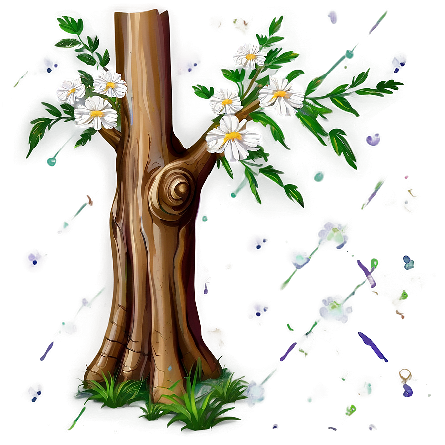 Tree Trunk With Flowers Png Dvh6