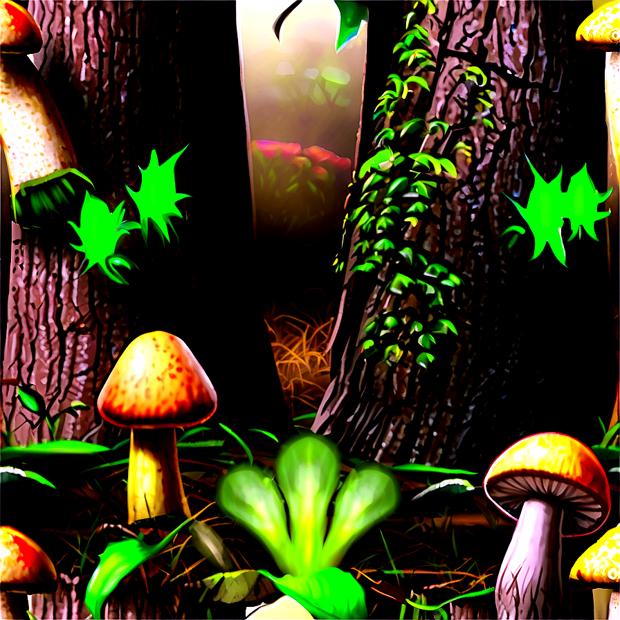 Tree Trunk With Mushrooms Png 57