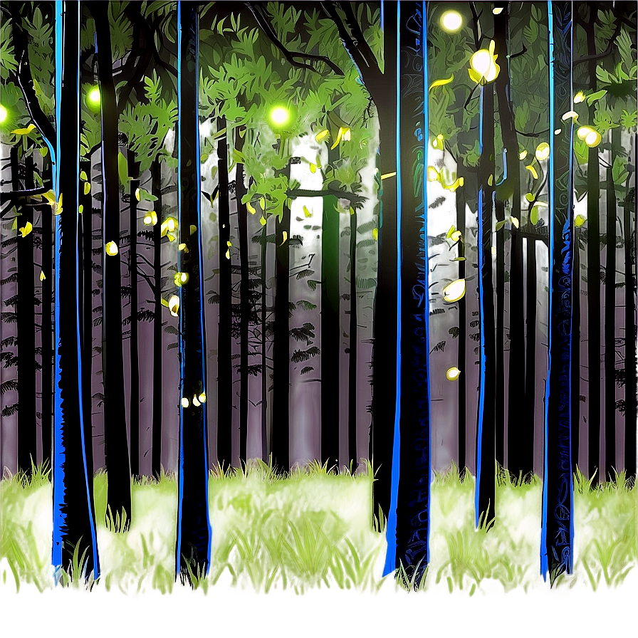 Treeline With Fireflies Png 71