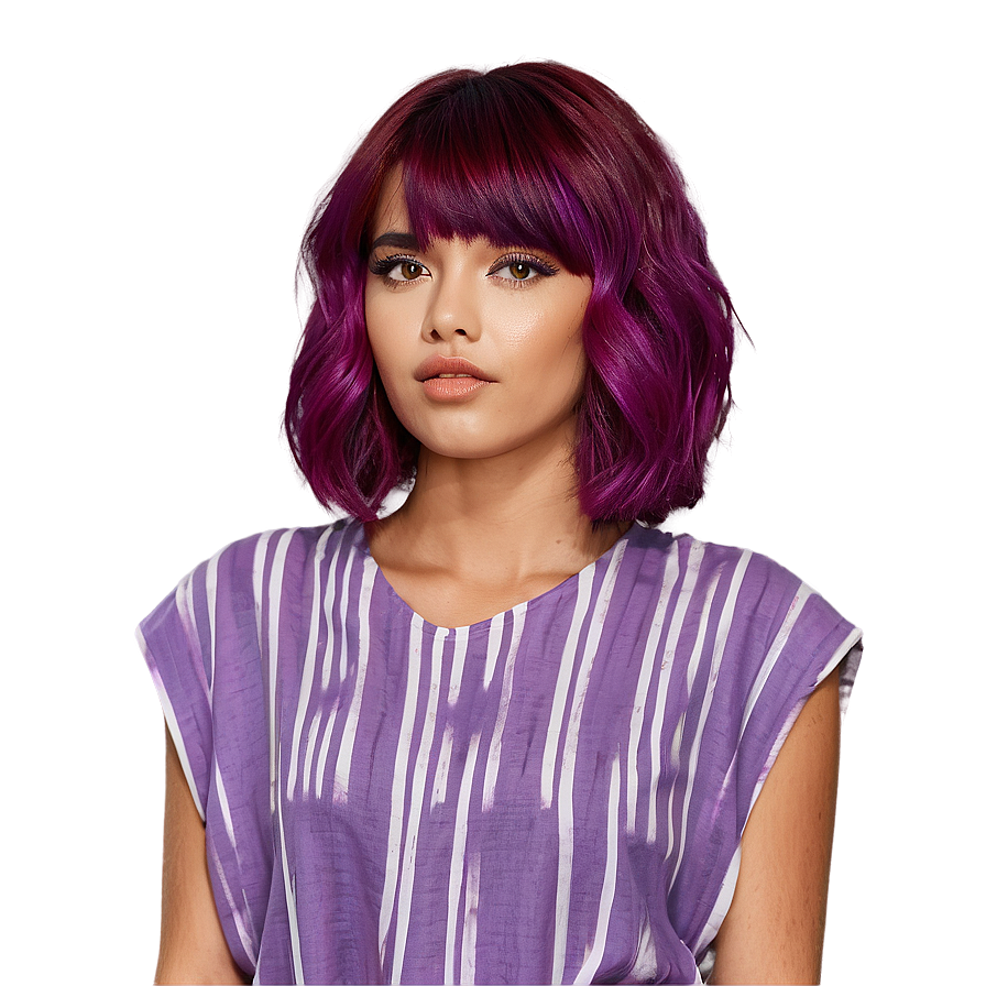 Trendy Purple Hair Fashion Model Png 89