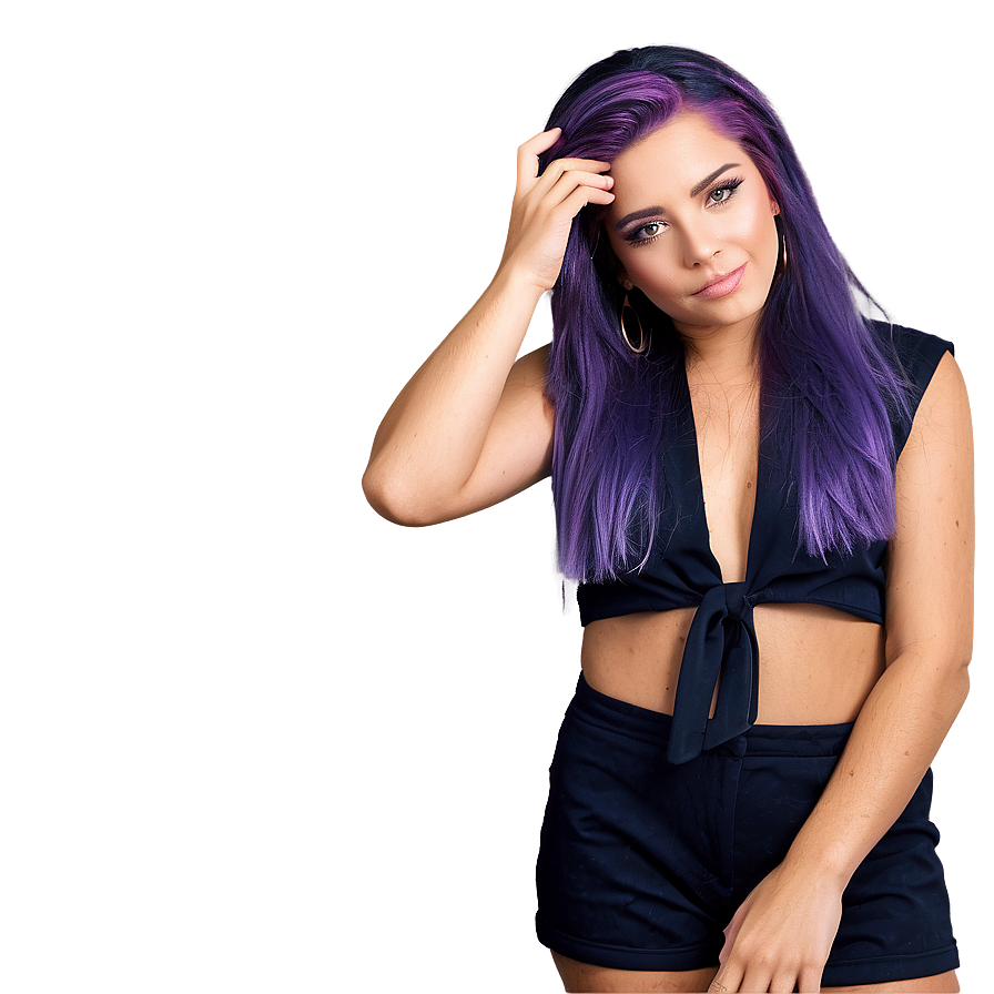 Trendy Purple Hair Fashion Model Png Wid