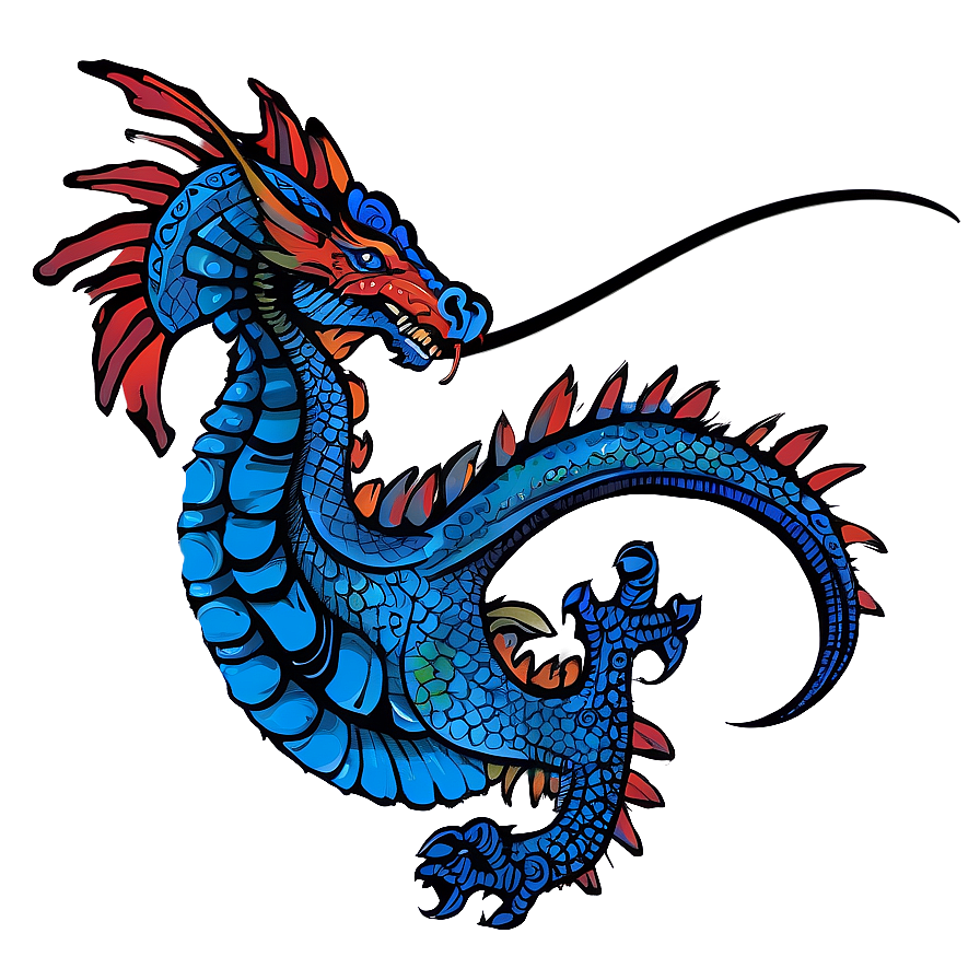 Tribal Blue Dragon Tattoo Png 06252024