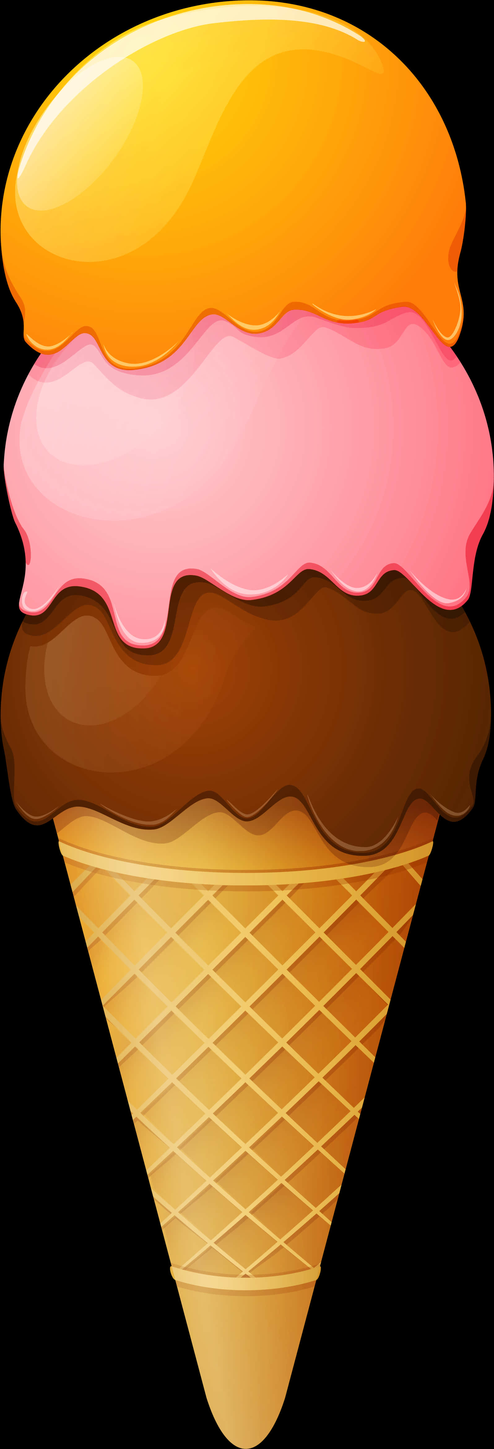 Triple Scoop Ice Cream Cone Clipart