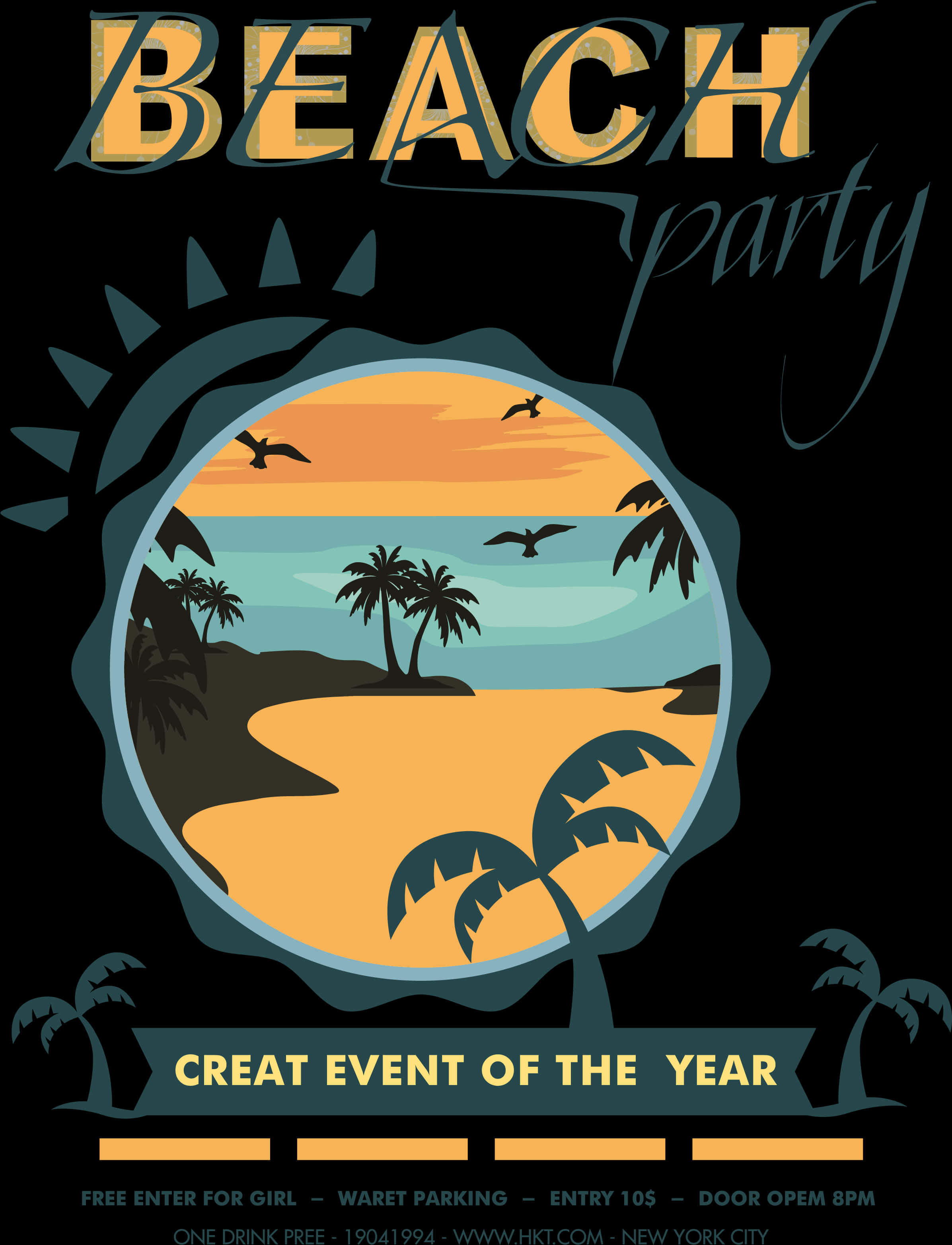 Tropical Beach Party Poster