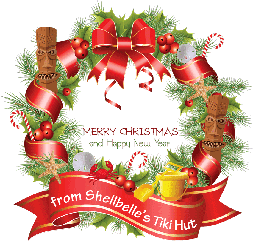 Tropical Christmas Wreath Holiday Greeting