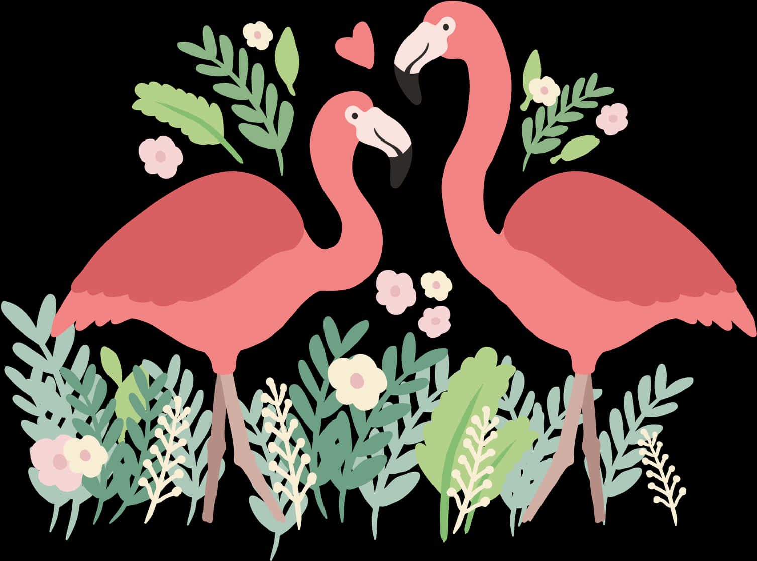 Tropical Flamingo Love Illustration