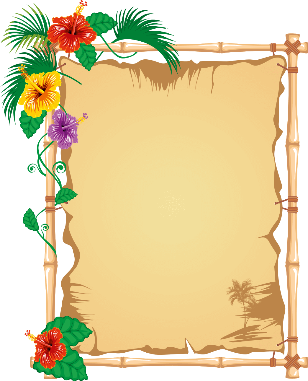 Tropical Floral Border Template