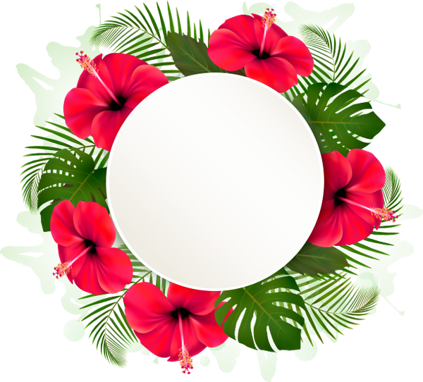 Tropical Floral Frame Template