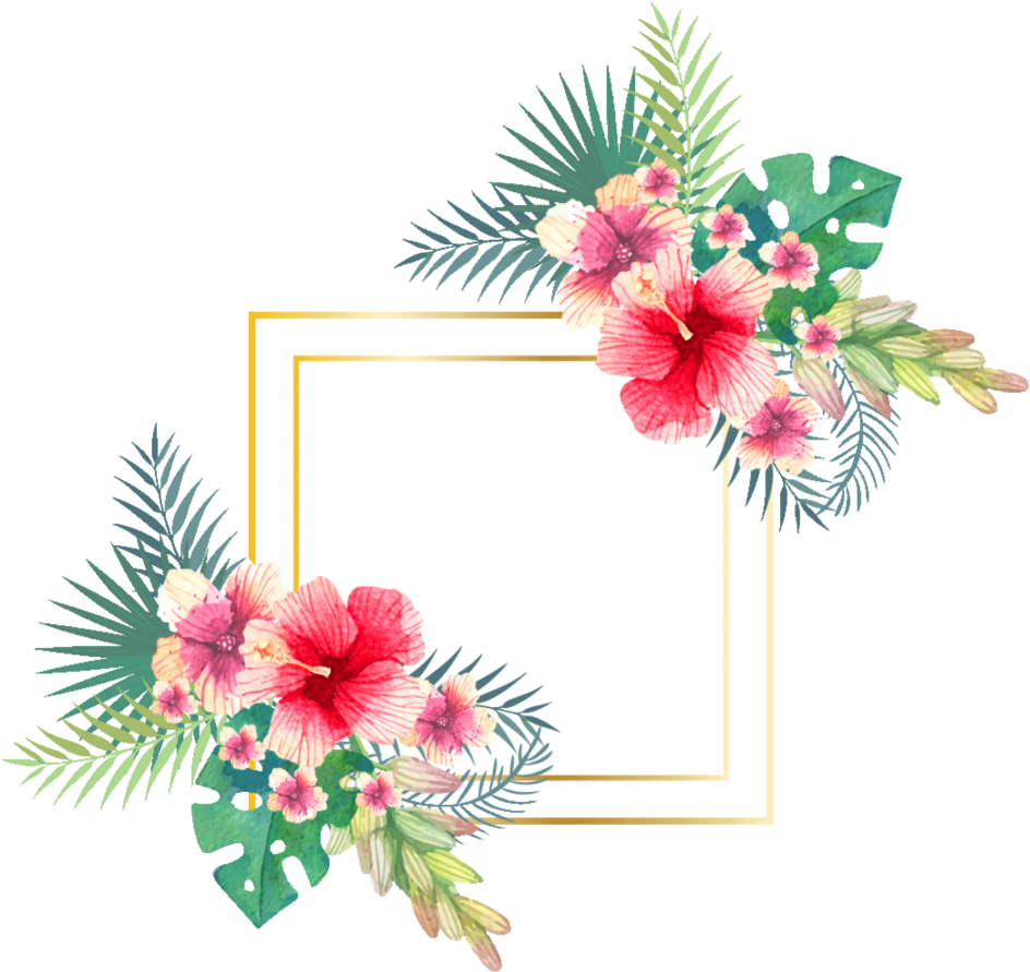 Tropical Floral Frame Template