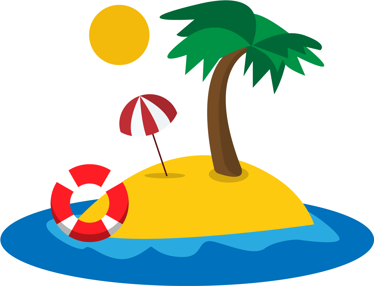 Tropical Island Cartoon Illustration