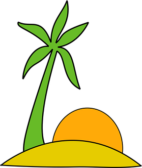 Tropical Island Sunset Vector